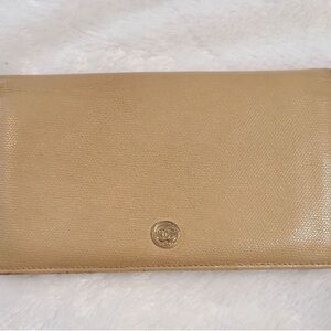 CHANEL Beige Leather CC long button Wallet with authentication card and Box